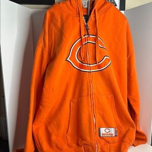 chicago bears full zip hoodie nfl team apparel orange men’s XL